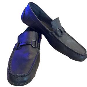Calvin Klein Men's Black Mox Leather Loafers Size 11.5 Casual Slip On